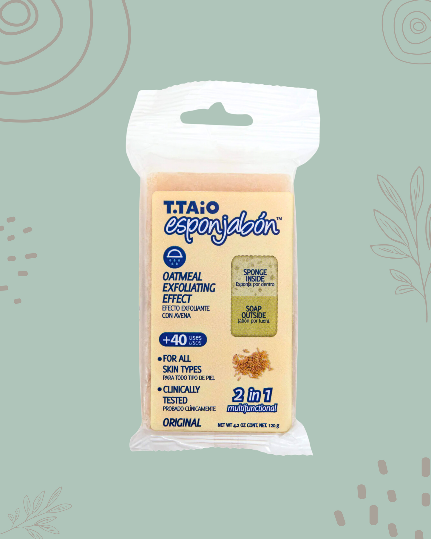 Esponjabón avena exfoliante | Jabón + Esponja 2 en 1