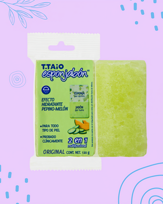 Esponjabón pepino - melón | Jabón + Esponja 2 en 1